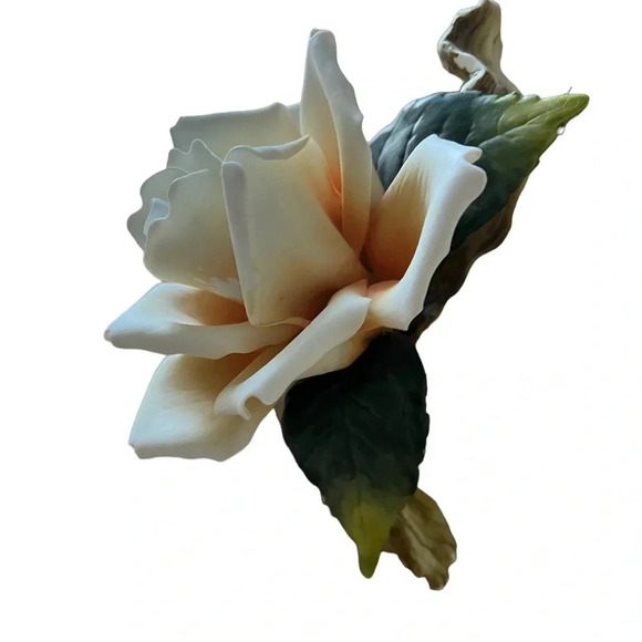 Vintage Ceramic Porcelain Rose Crème - Picture 2 of 4